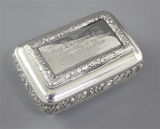 A George III silver table snuff box, by Joseph Wilmore, Length 99mm. Weight: 5.4oz/169grms.